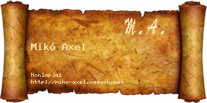 Mikó Axel névjegykártya